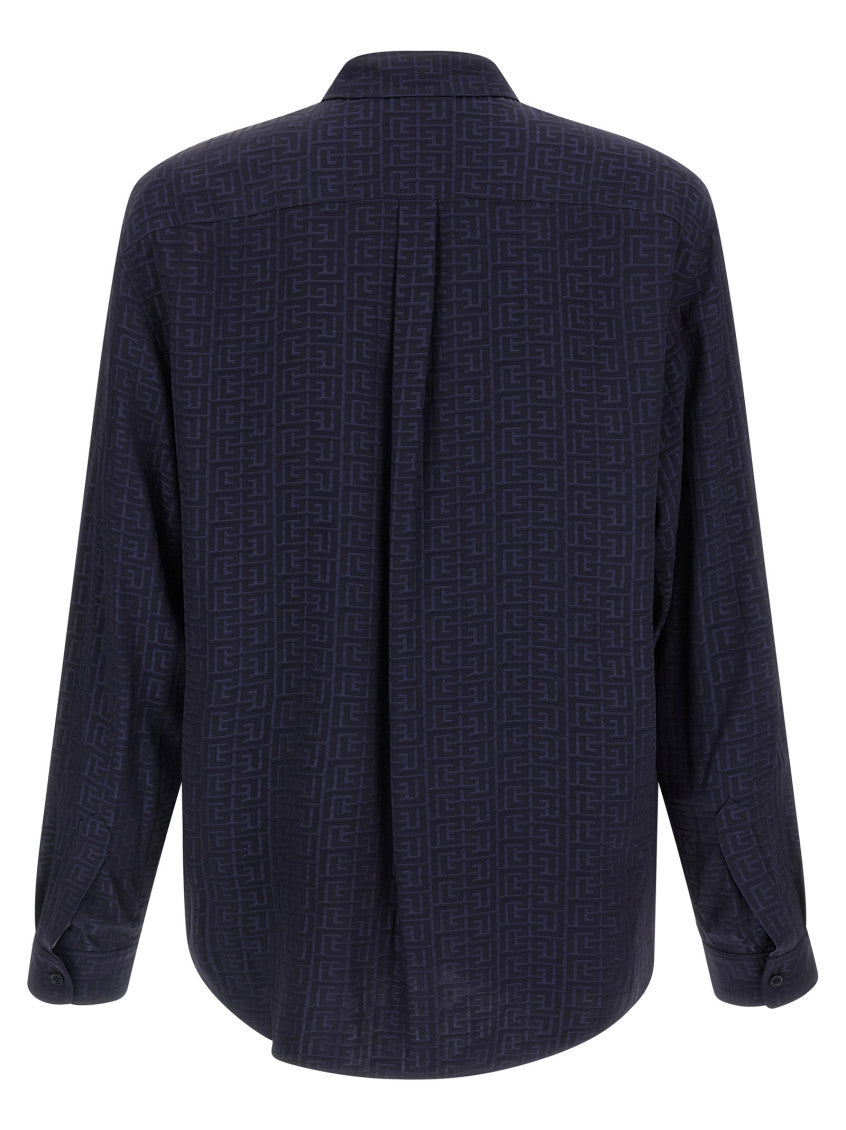 Blue Jacquard Monogram Shirt 2