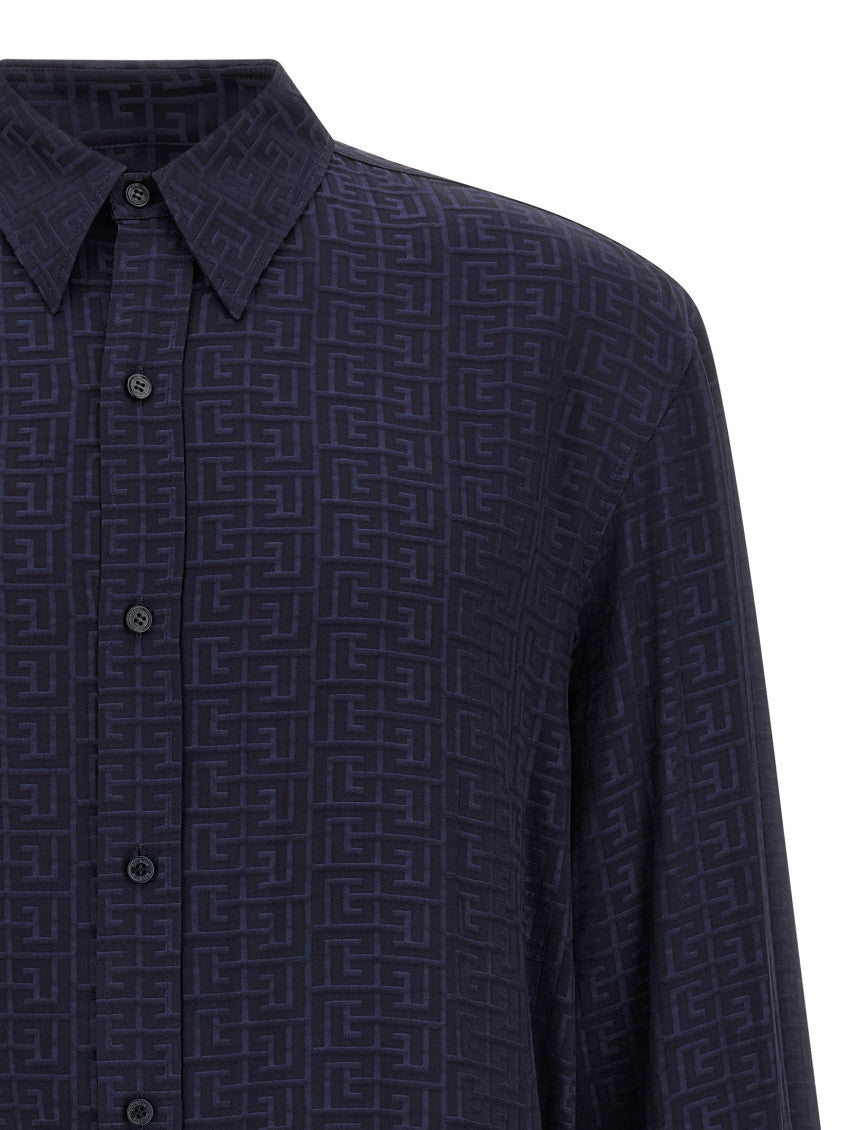Blue Jacquard Monogram Shirt 3