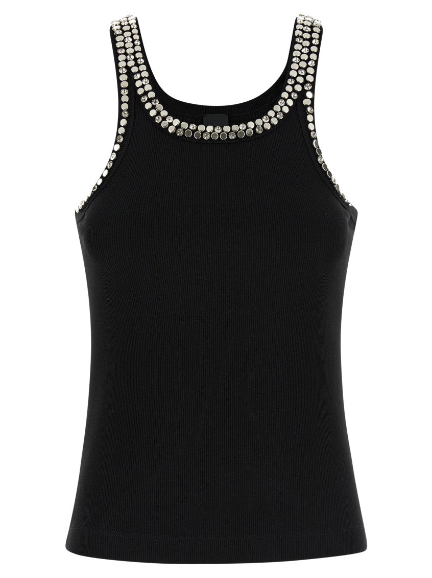 Black Round Neck Rhinestone Top 1