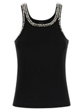 Black Round Neck Rhinestone Top 1