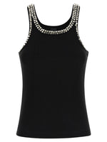 Black Round Neck Rhinestone Top 1