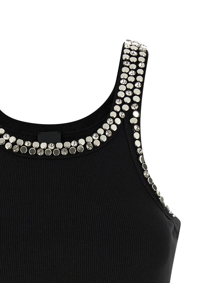 Black Round Neck Rhinestone Top 3