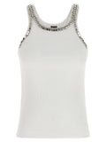 White Round Neck Rhinestone Top 1