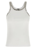 White Round Neck Rhinestone Top 1