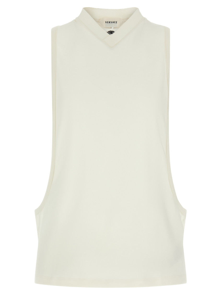 White V-Neck Ribbed Top 1