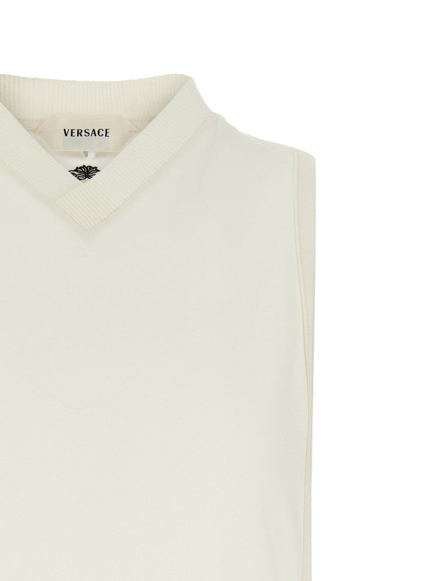 White V-Neck Ribbed Top 3