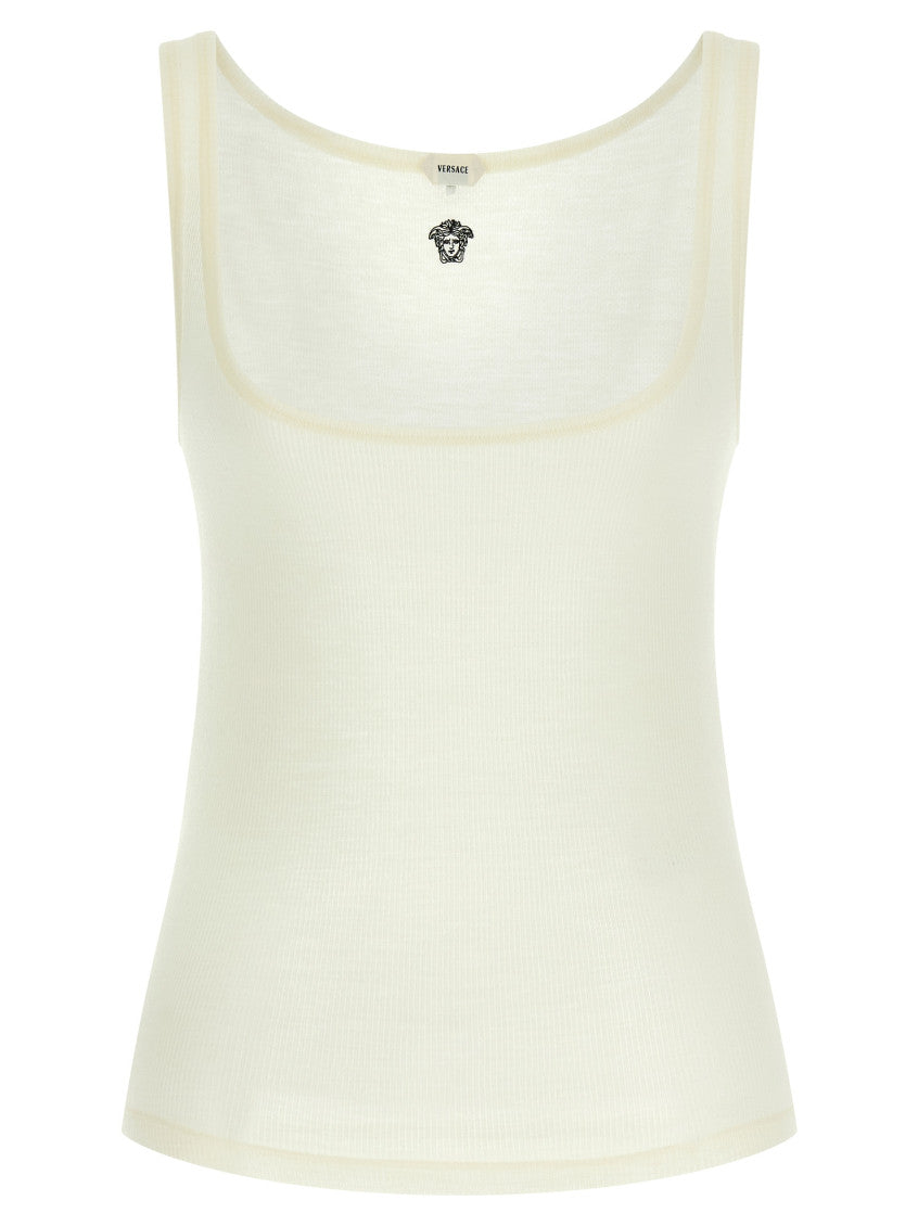 White Round Neck Sleeveless Top 1