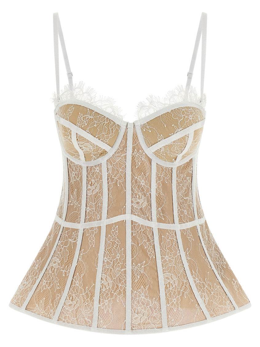 White Sweetheart Neck Lace Top 1