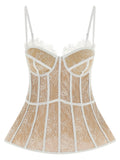 White Sweetheart Neck Lace Top 1