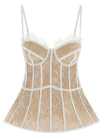 White Sweetheart Neck Lace Top 1