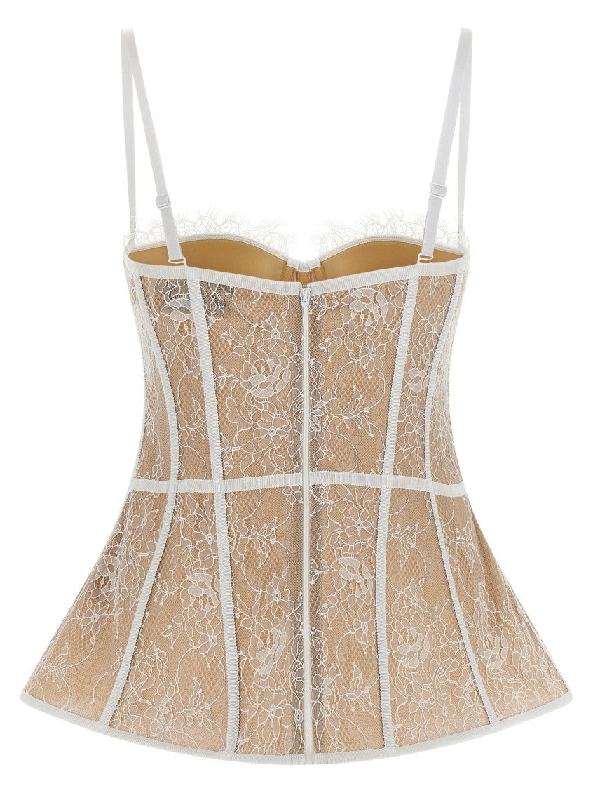 White Sweetheart Neck Lace Top 2