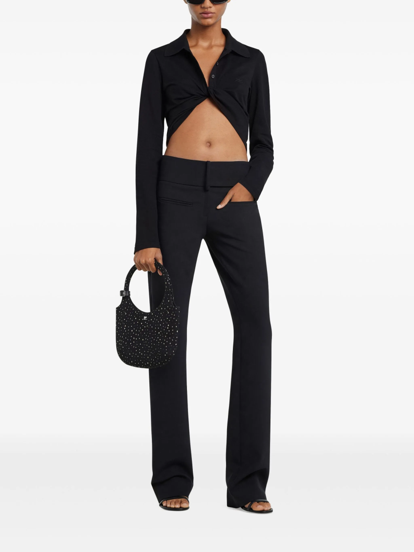 Black V-Neck Twist Detailing Crop Top 2