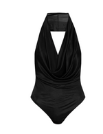 Black Halter Neck Draped Top 1