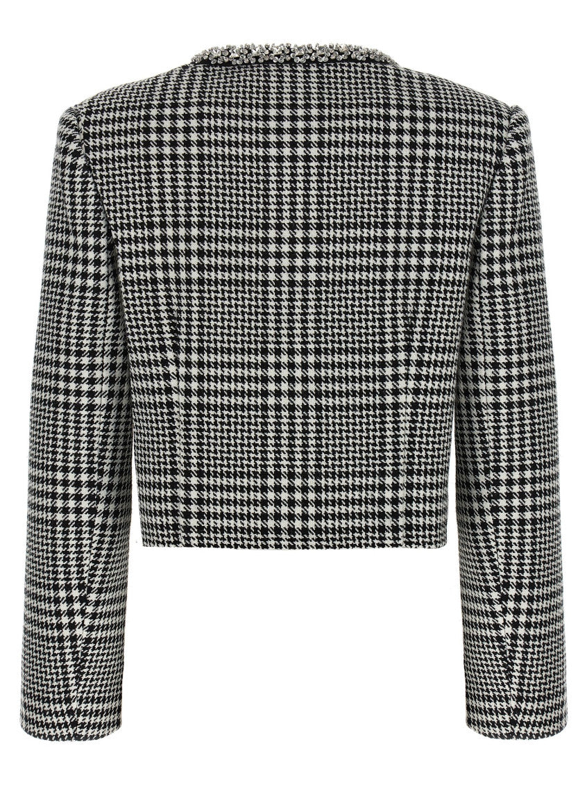 Black White 'Houndstooth Crystal Trim' Blazer 2