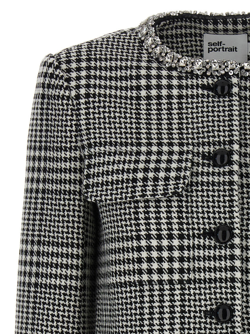 Black White 'Houndstooth Crystal Trim' Blazer 3