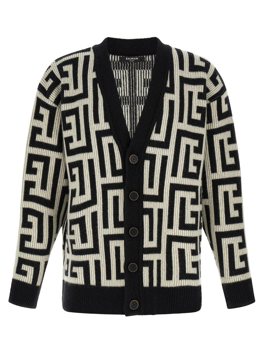 Black Knitted V Neck Cardigan 1