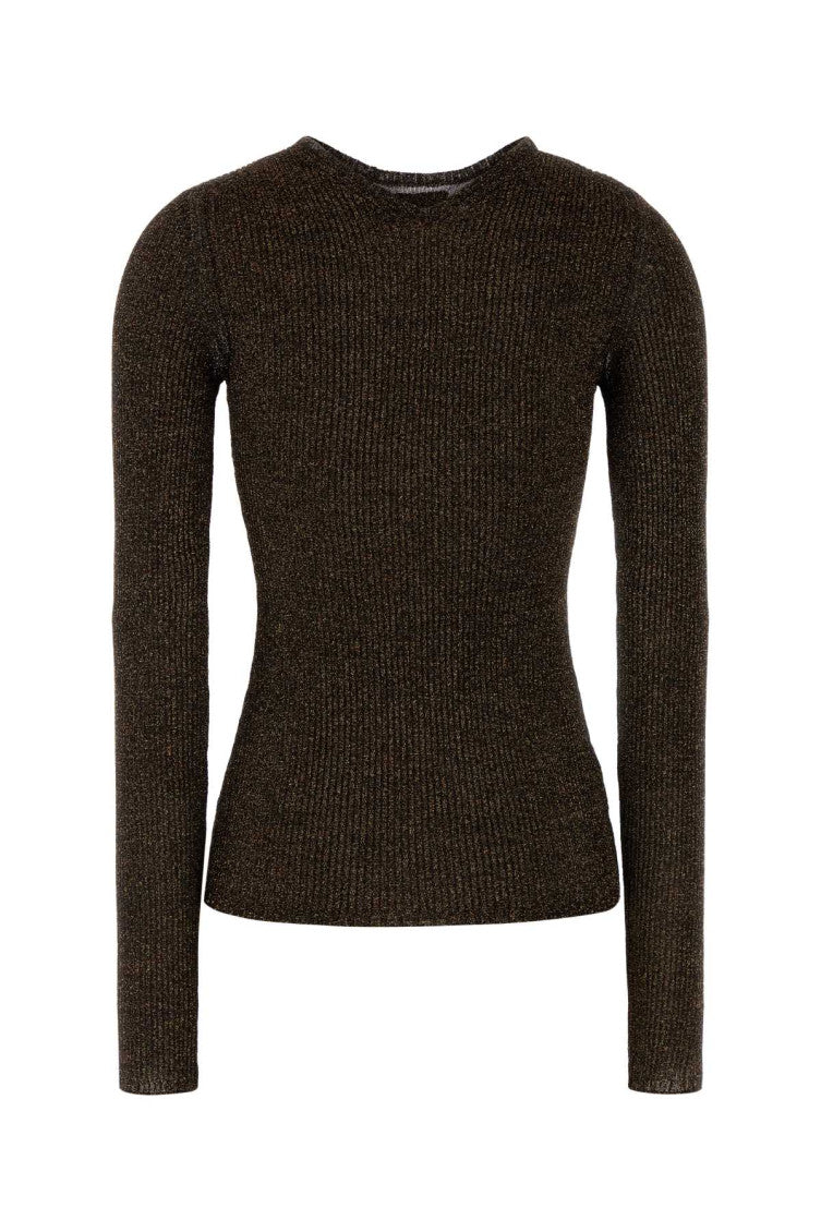 Brown Knitted Round Neck Sweater 2