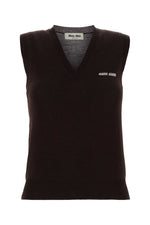 Brown Logo V Neck Sweater 1