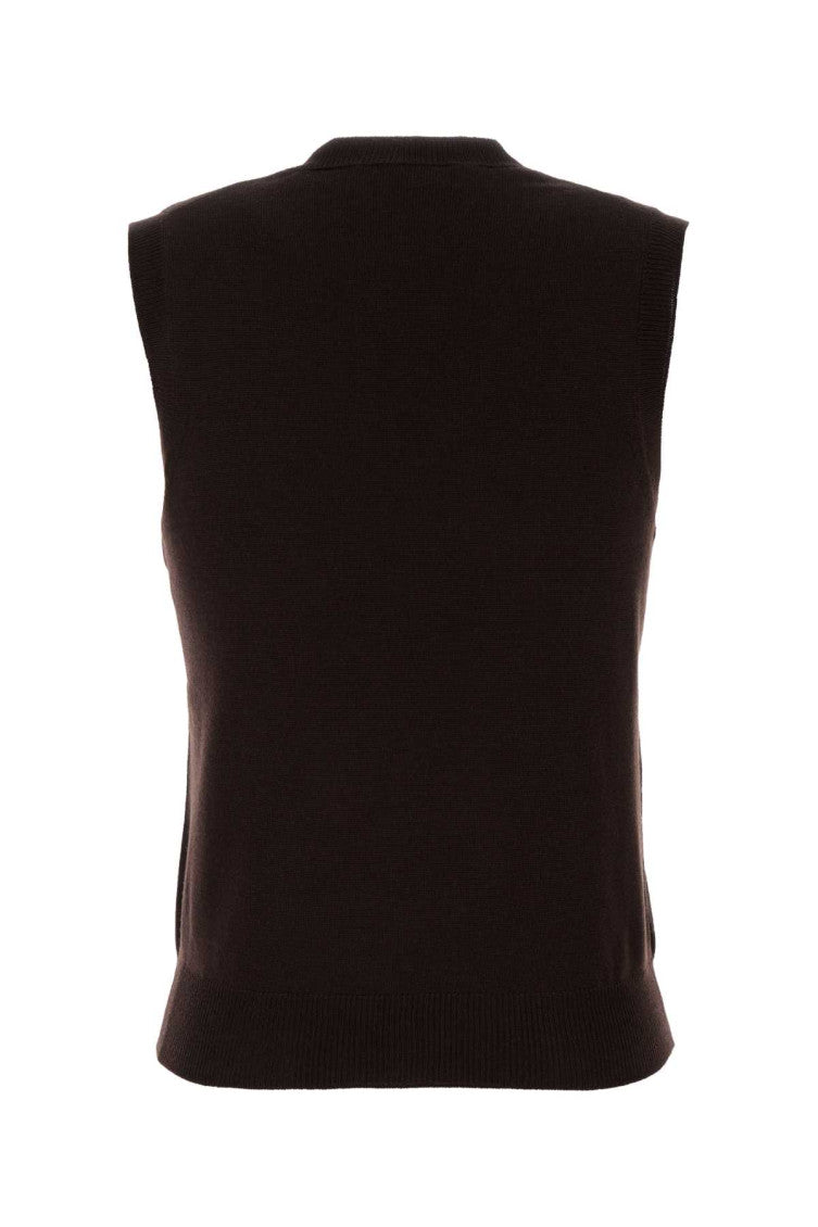 Brown Logo V Neck Sweater 2