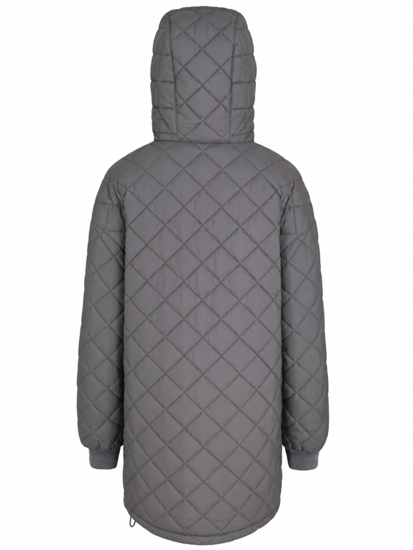 Grey Quilted Hood Jacket 2