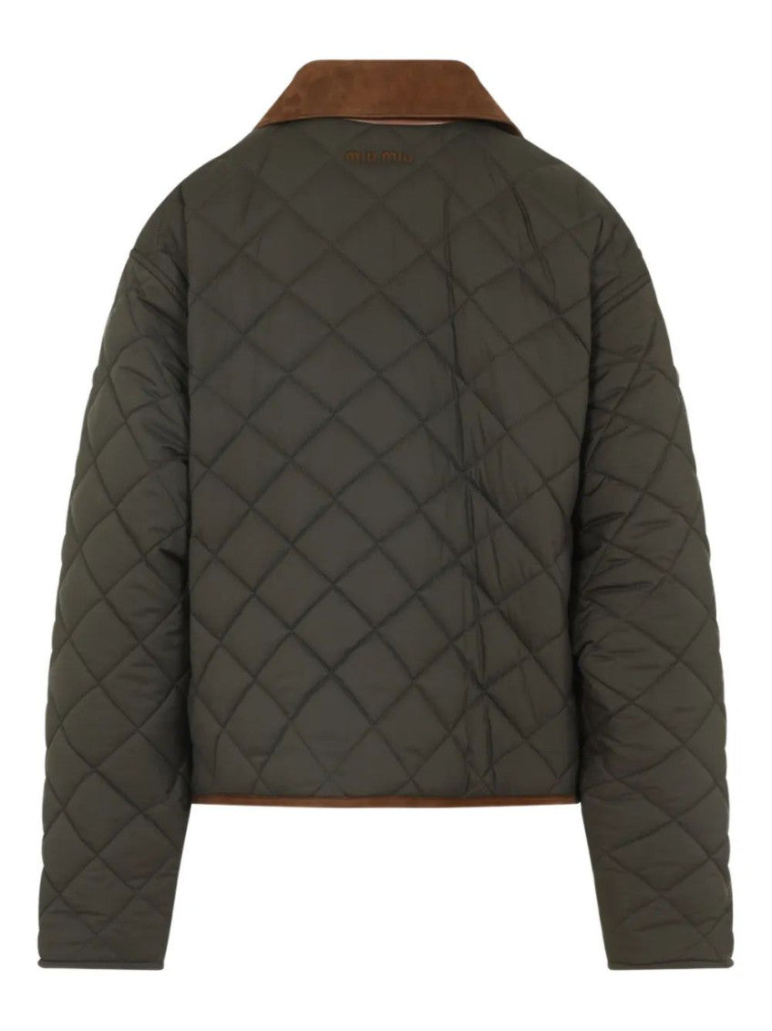 Olive Quilted Shirt Collar Jacket 2
