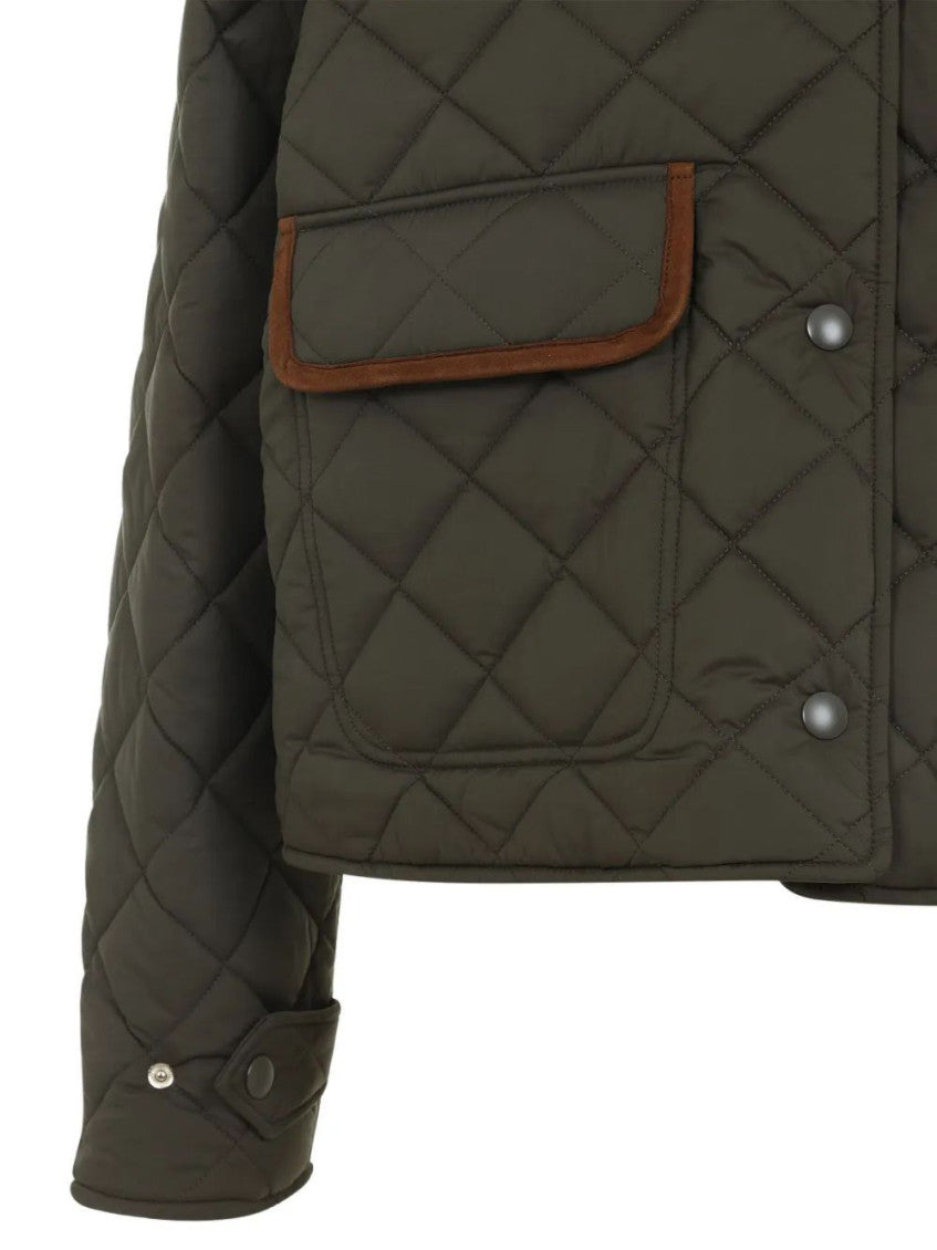 Olive Quilted Shirt Collar Jacket 3