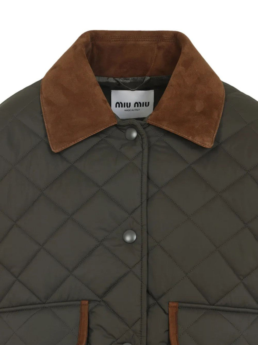 Olive Quilted Shirt Collar Jacket 4