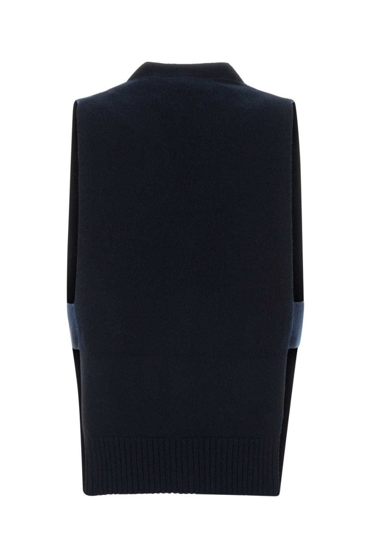 Navy Blue Knitted V Neck Sweater 2
