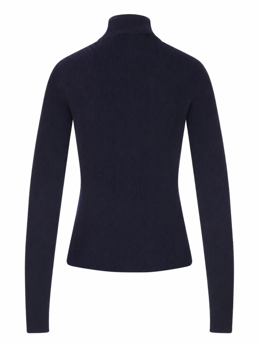 Navy Blue Logo Mock Collar Sweater 2