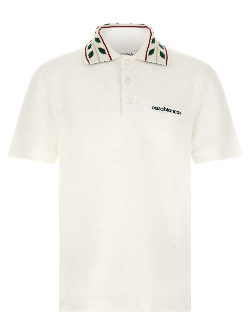 White Printed Shirt Collar Polo 1