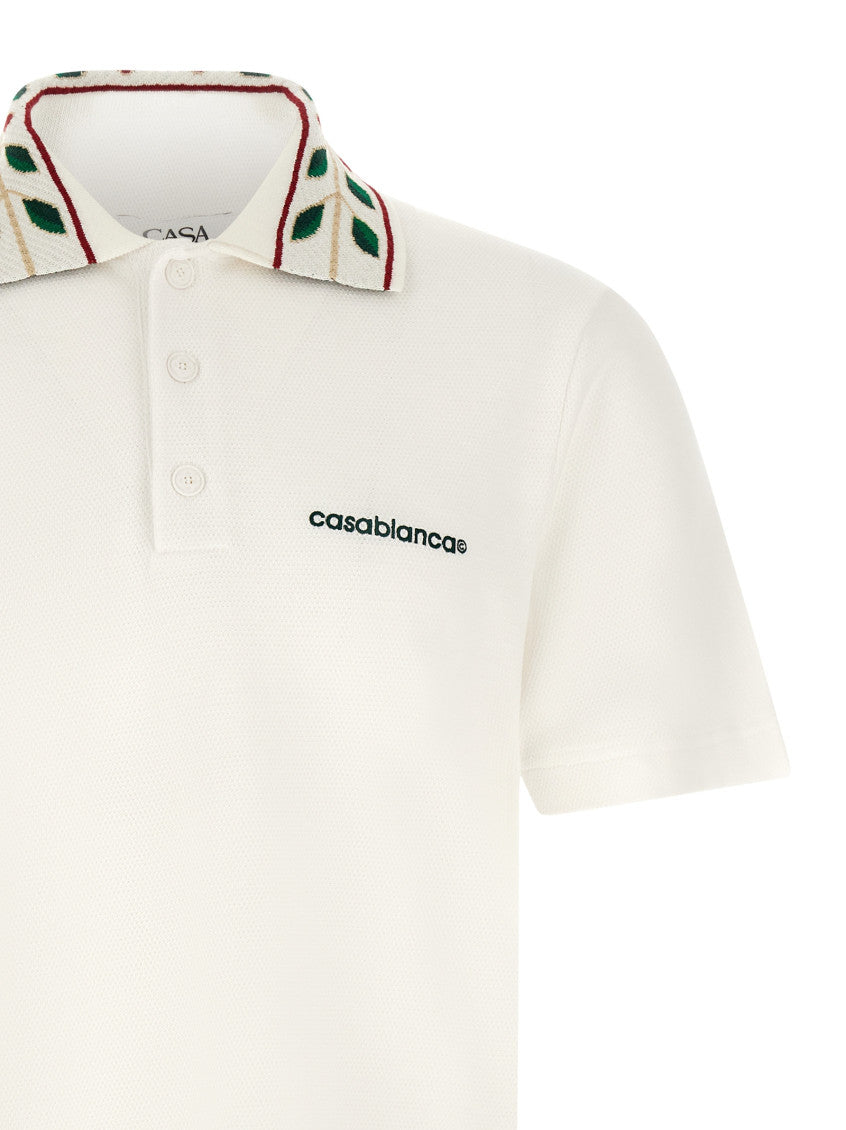 White Printed Shirt Collar Polo 3