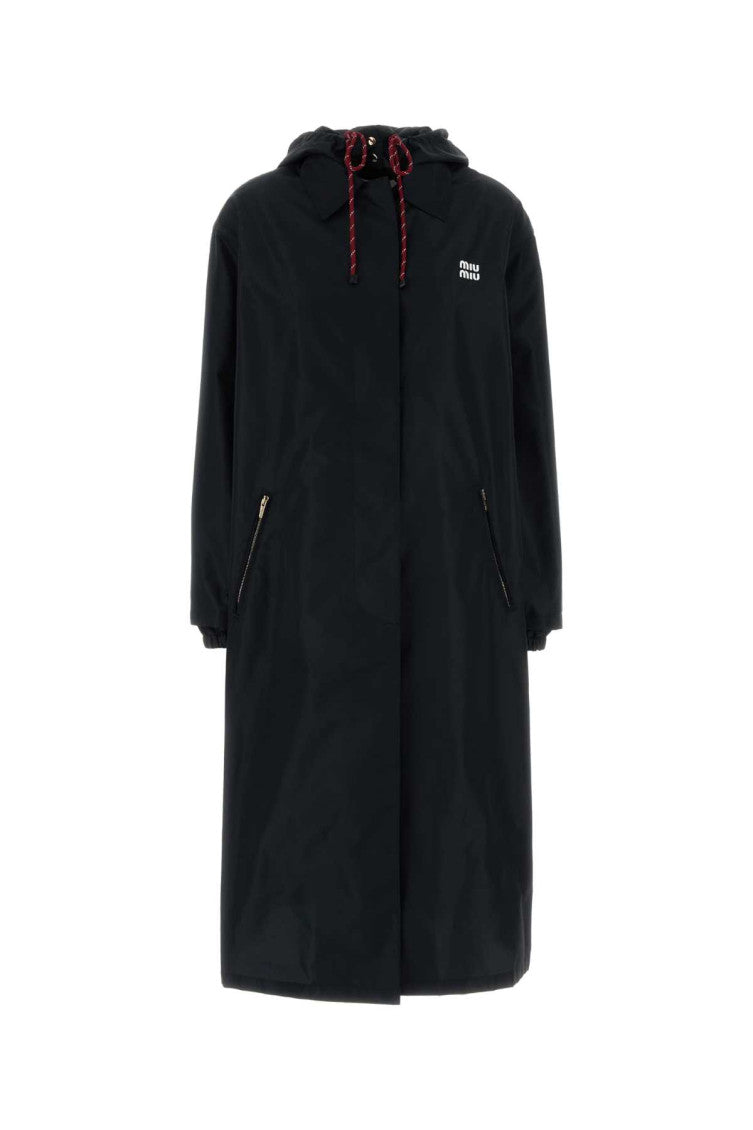 Navy Blue Hood Trench Coat 1