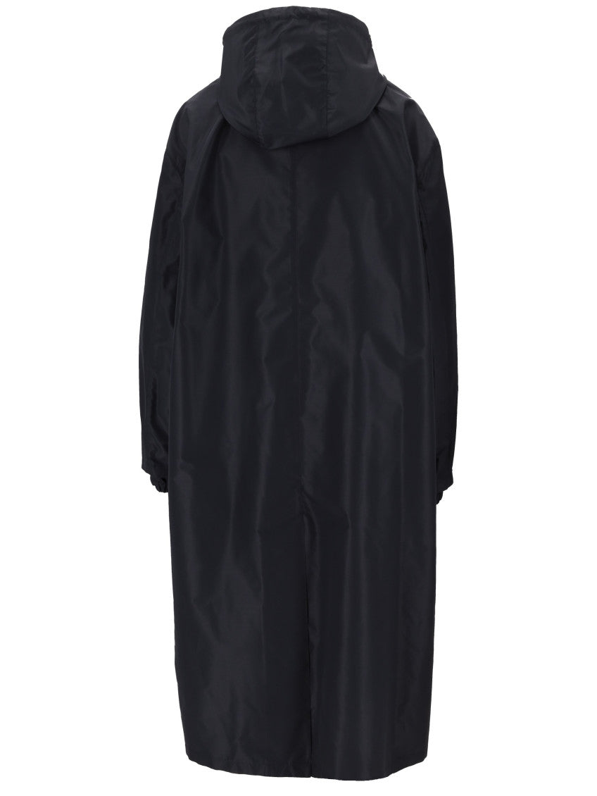 Navy Blue Hood Trench Coat 2
