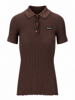 Brown Stripes Shirt Collar Polo 1