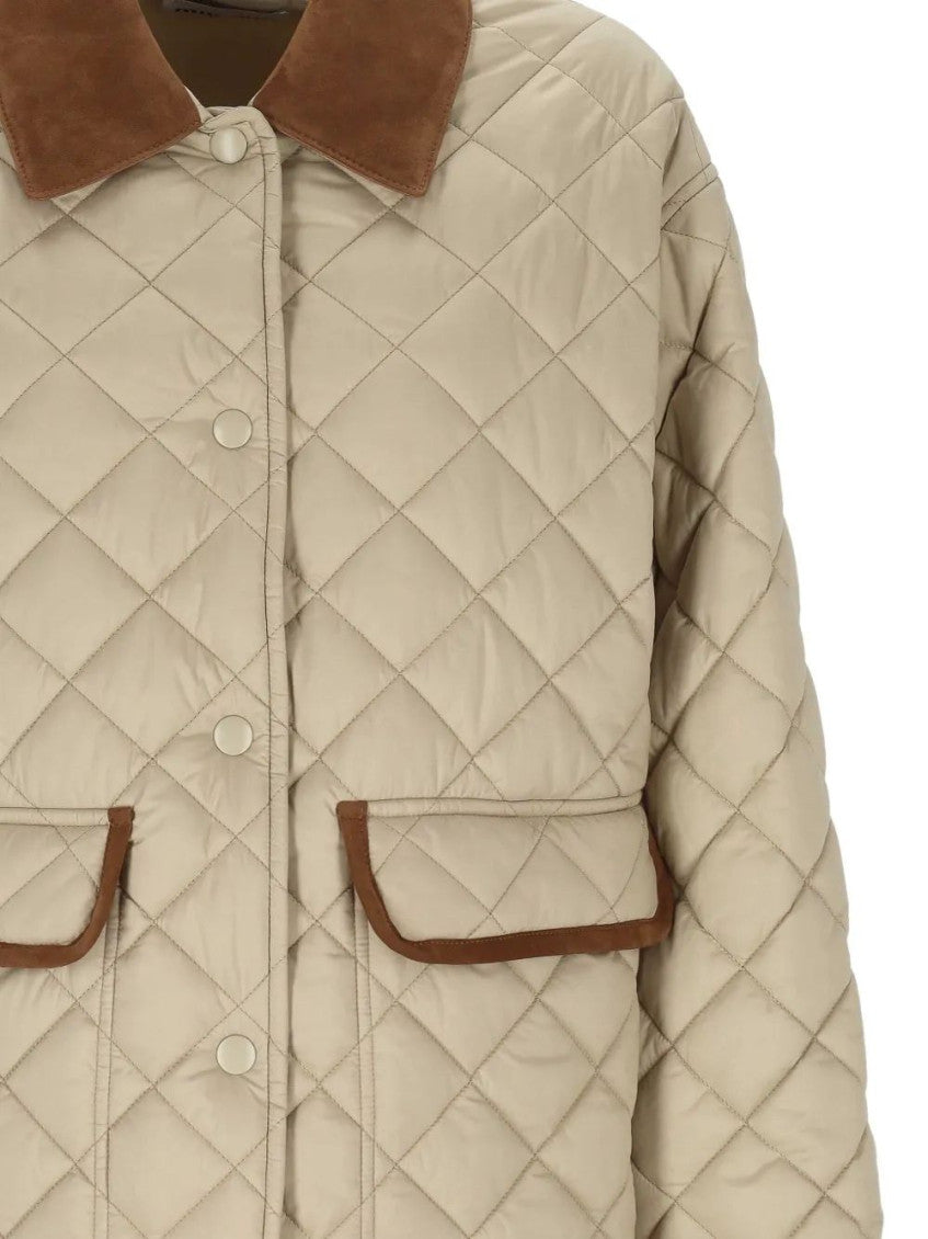 Beige Quilted Shirt Collar Jacket 3