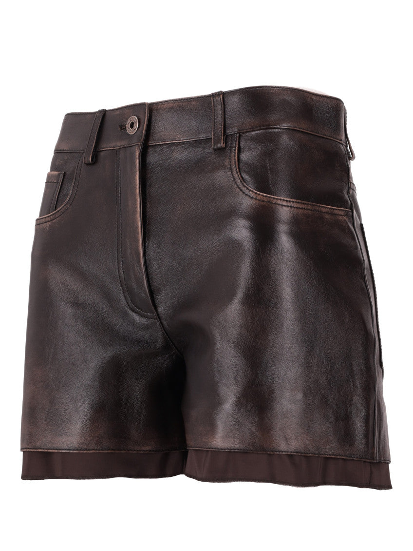 Brown Solid Shorts 4