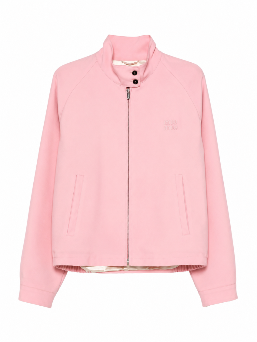Pink Solid Mandarin Collar Jacket 1