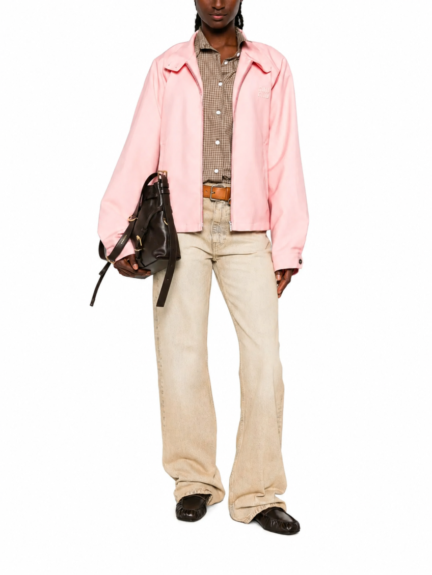 Pink Solid Mandarin Collar Jacket 2