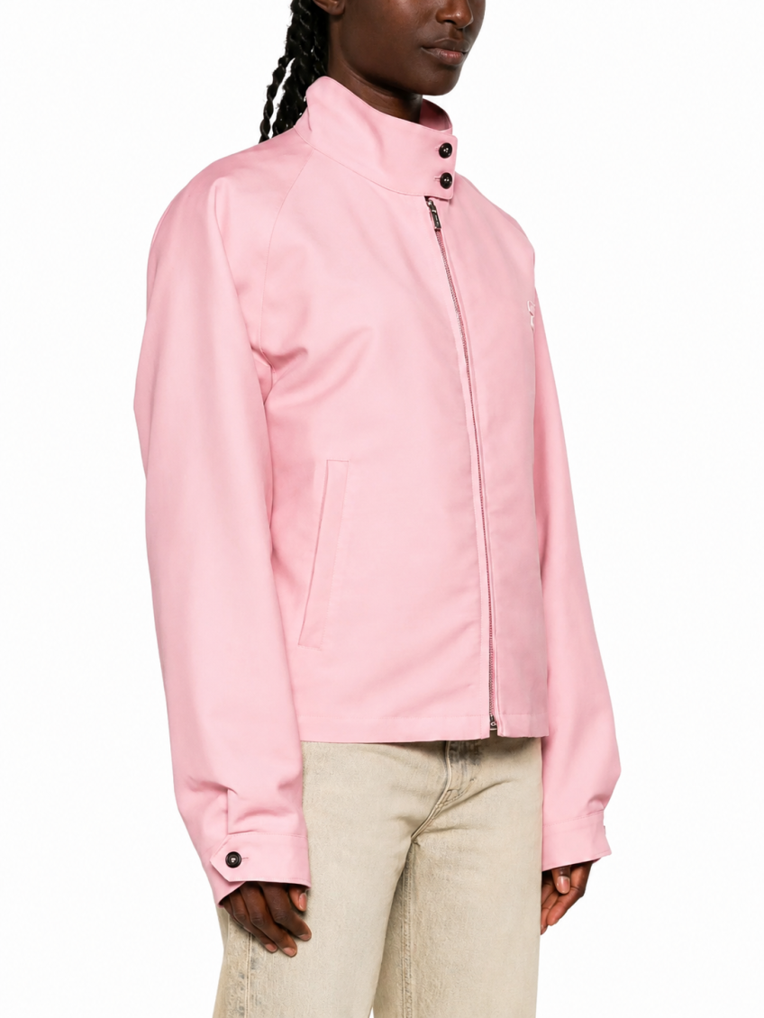 Pink Solid Mandarin Collar Jacket 3