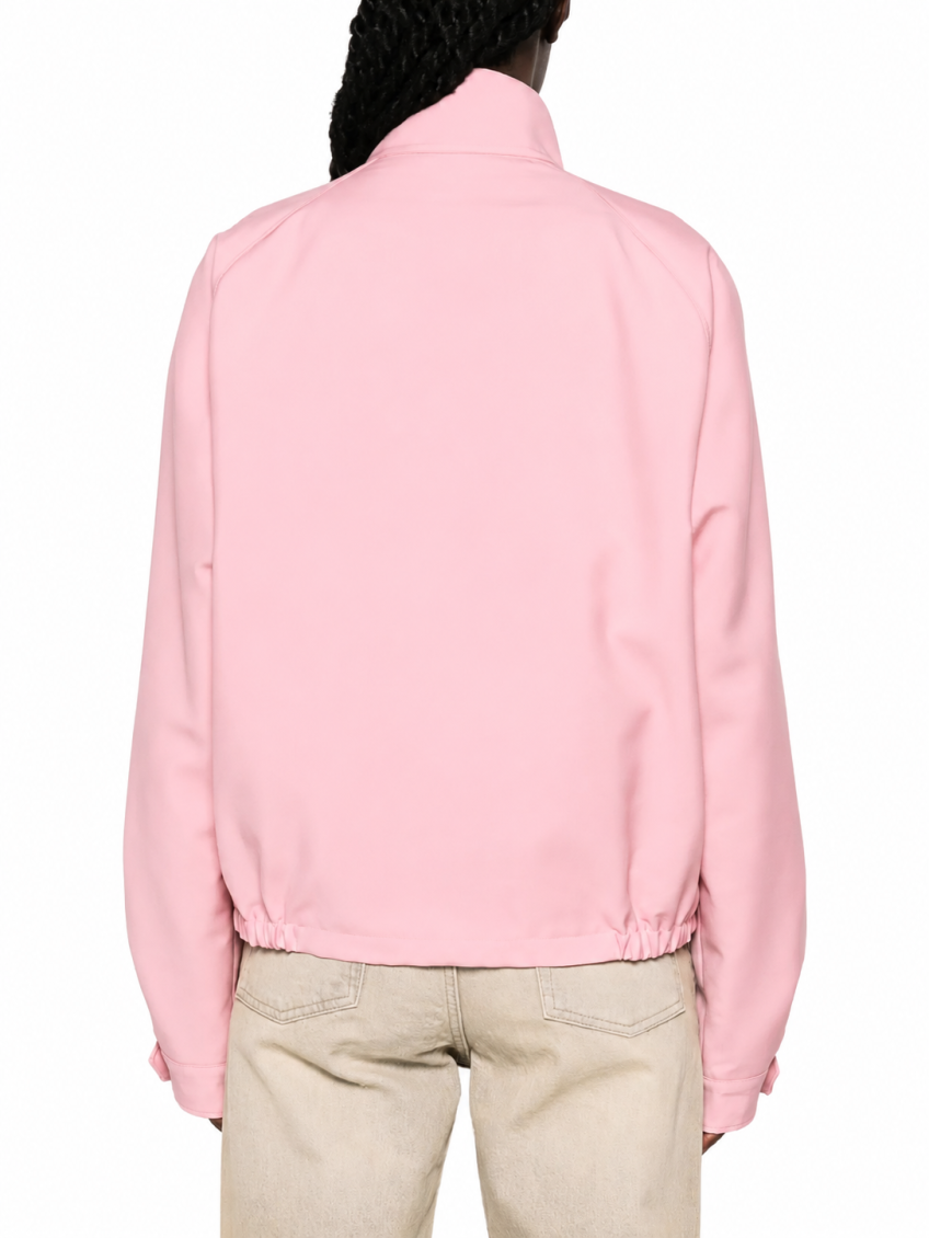 Pink Solid Mandarin Collar Jacket 4