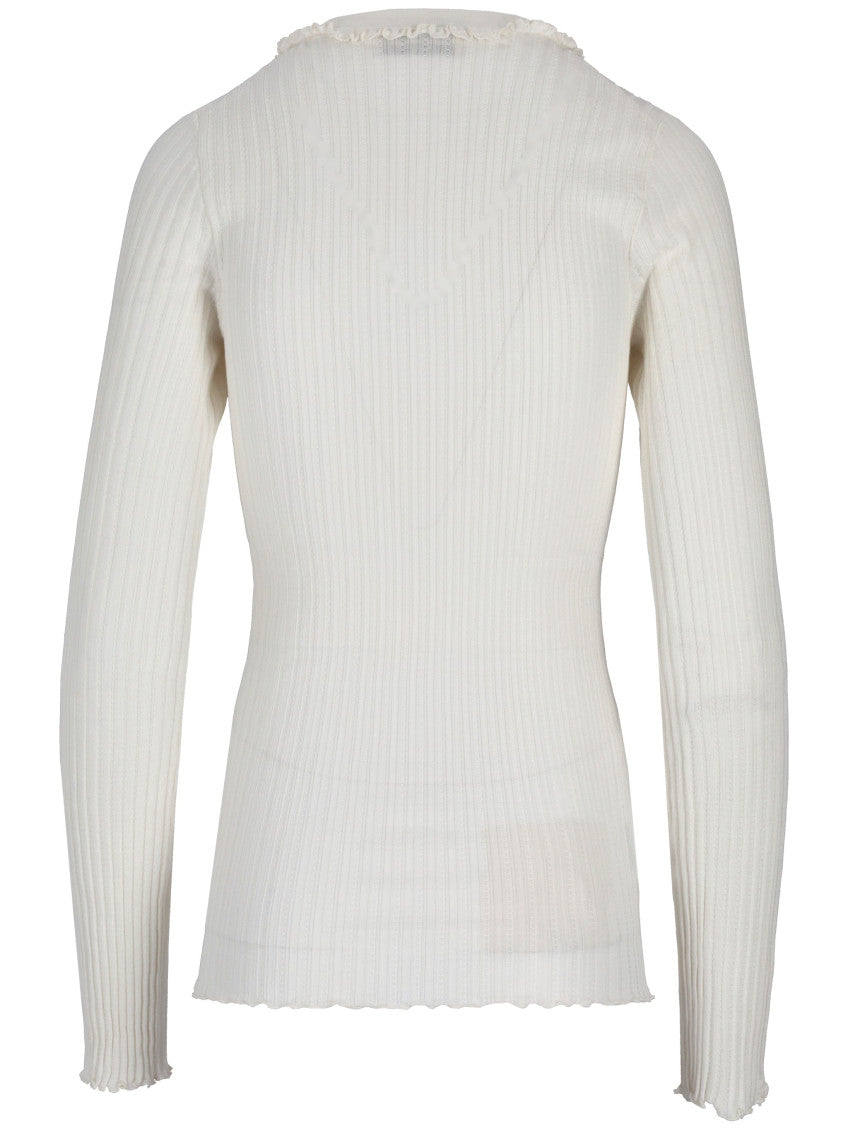White Logo Round Neck Sweater 2