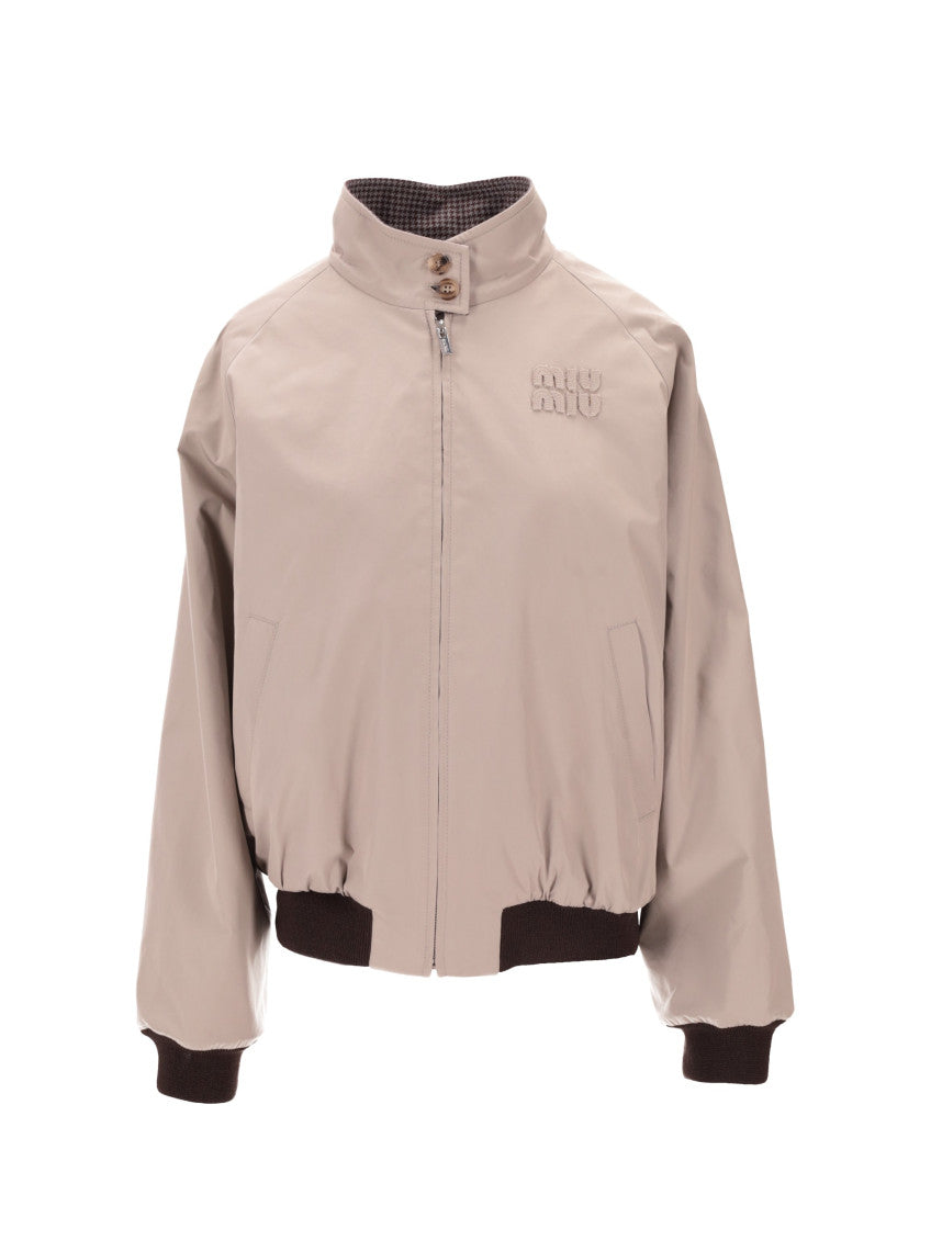 Beige Logo Mandarin Collar Jacket 1