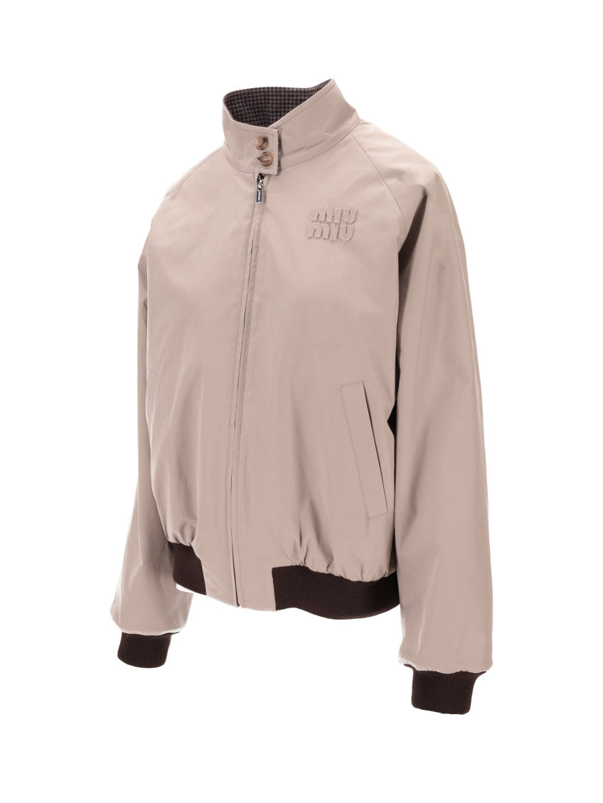 Beige Logo Mandarin Collar Jacket 5