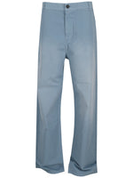 Light Blue Straight Flat Front Pants 1