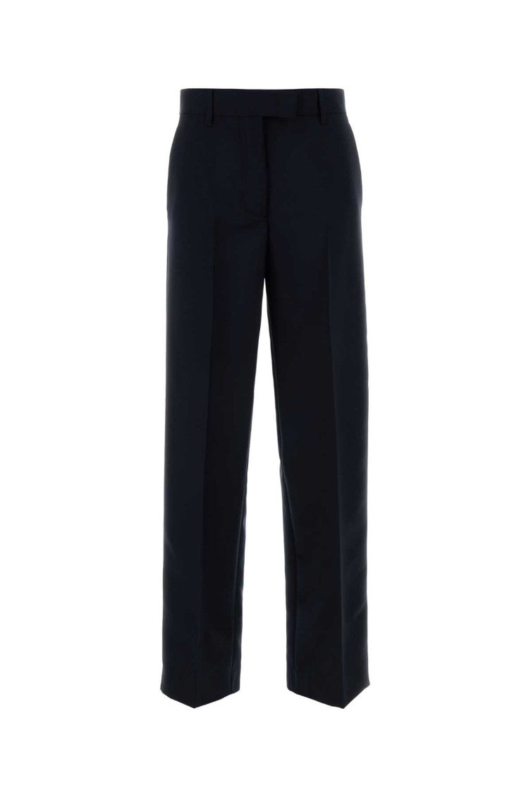 Navy Blue Straight Flat Front Pants 1