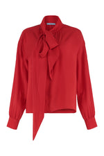 Red Solid Mock Collar Top 1