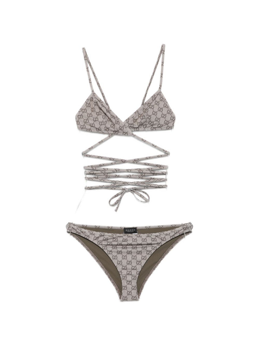 Beige Logo Swimwear 1
