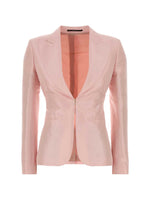 Pink Solid Shawl Lapel Blazer 1