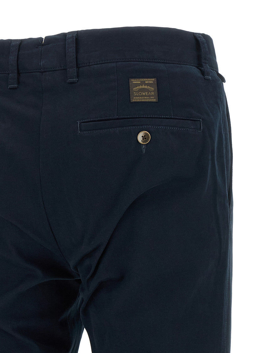 Blue Slim Flat Front Pants 4