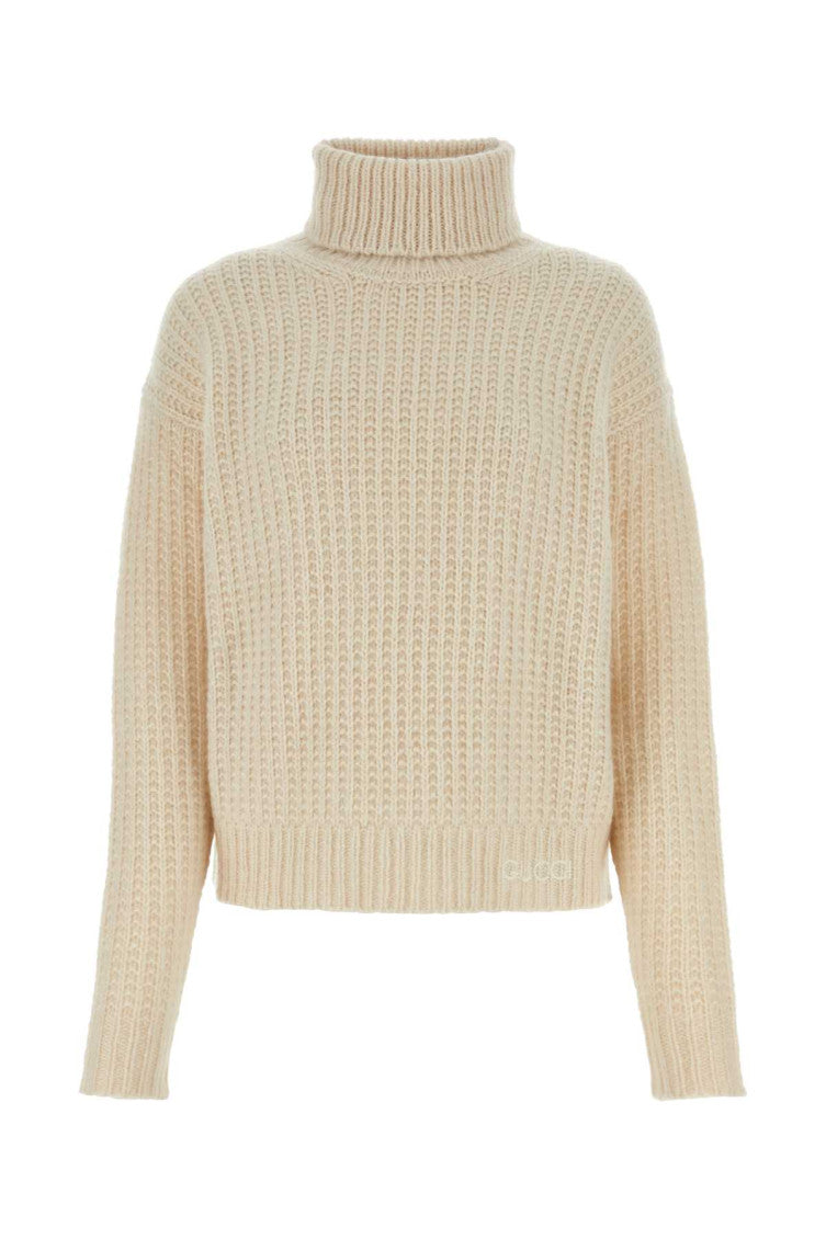 Beige Knitted Turtle Neck Sweater 1